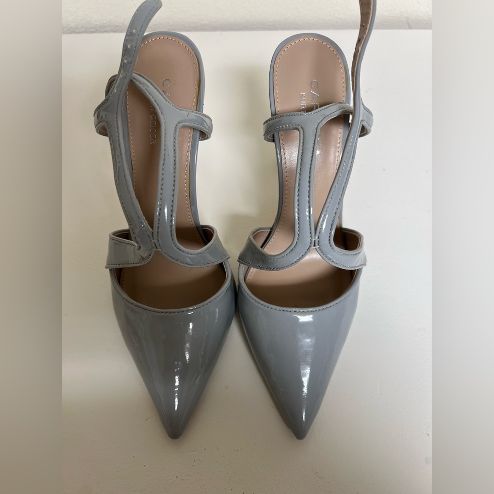 Elegant Gray Patent Leather Heels